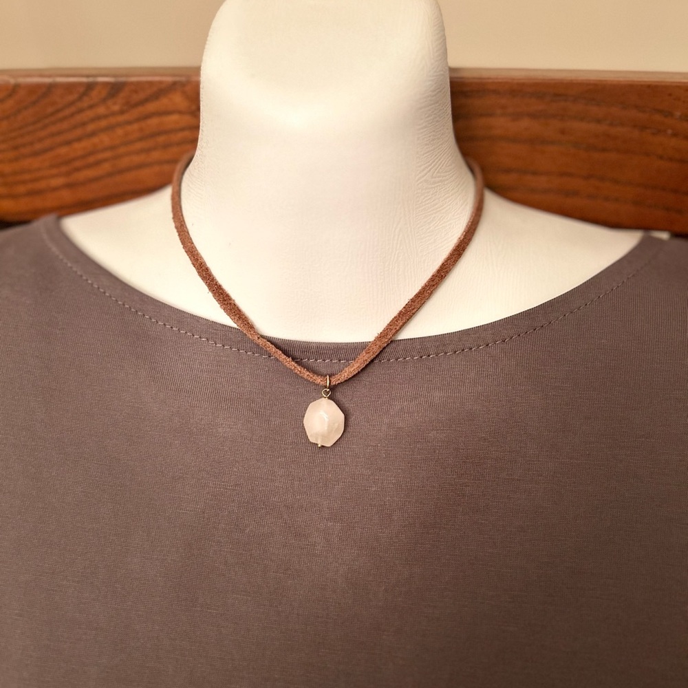 Brown Minimalist Necklace with Circular Pendant